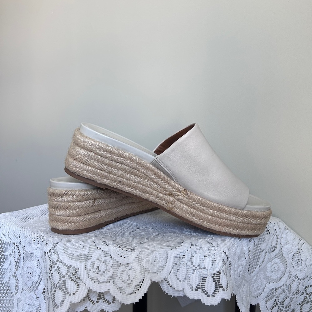Franco Sarto Cream Espadrille Slide Sandals